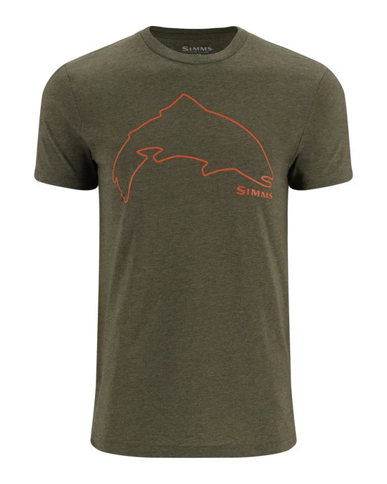 M's Trout Outline T-shirt - Loden Heather