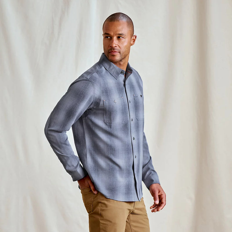 M's Tech Chambray Plaid Workshirt - Snow/Blue Haze