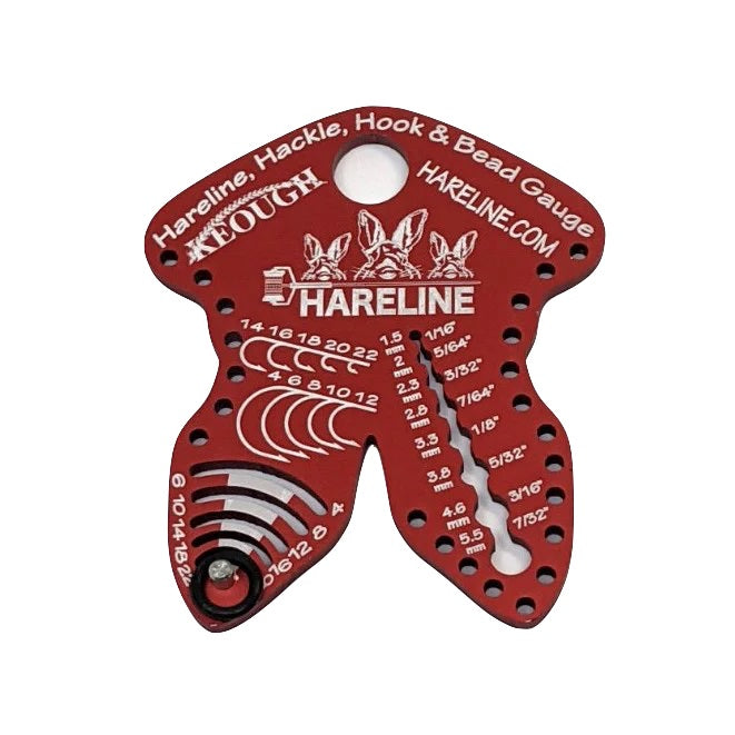 Jauge à hackle, crochet et perle - Rouge anodisé