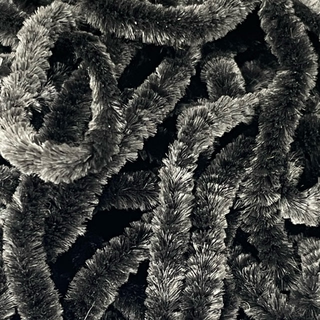 Rayon Chenille - Black/Olive/White